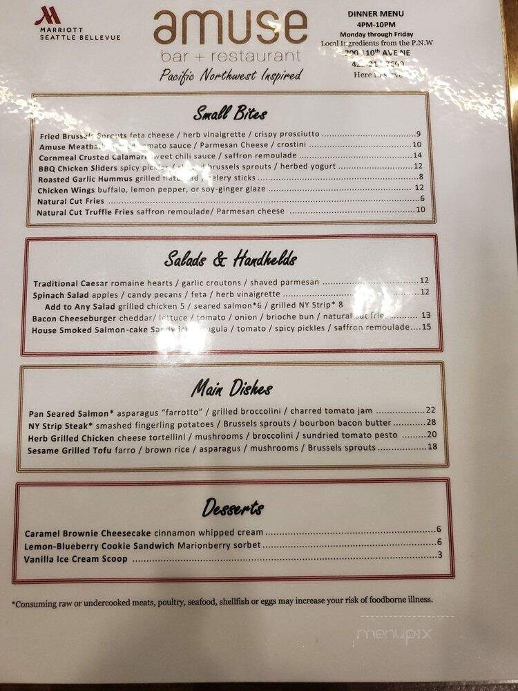Amuse Restaurant and Bar - Bellevue, WA menu_pic