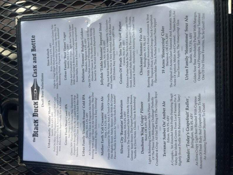 The Black Duck Cask and Bottle - Issaquah, WA menu_pic