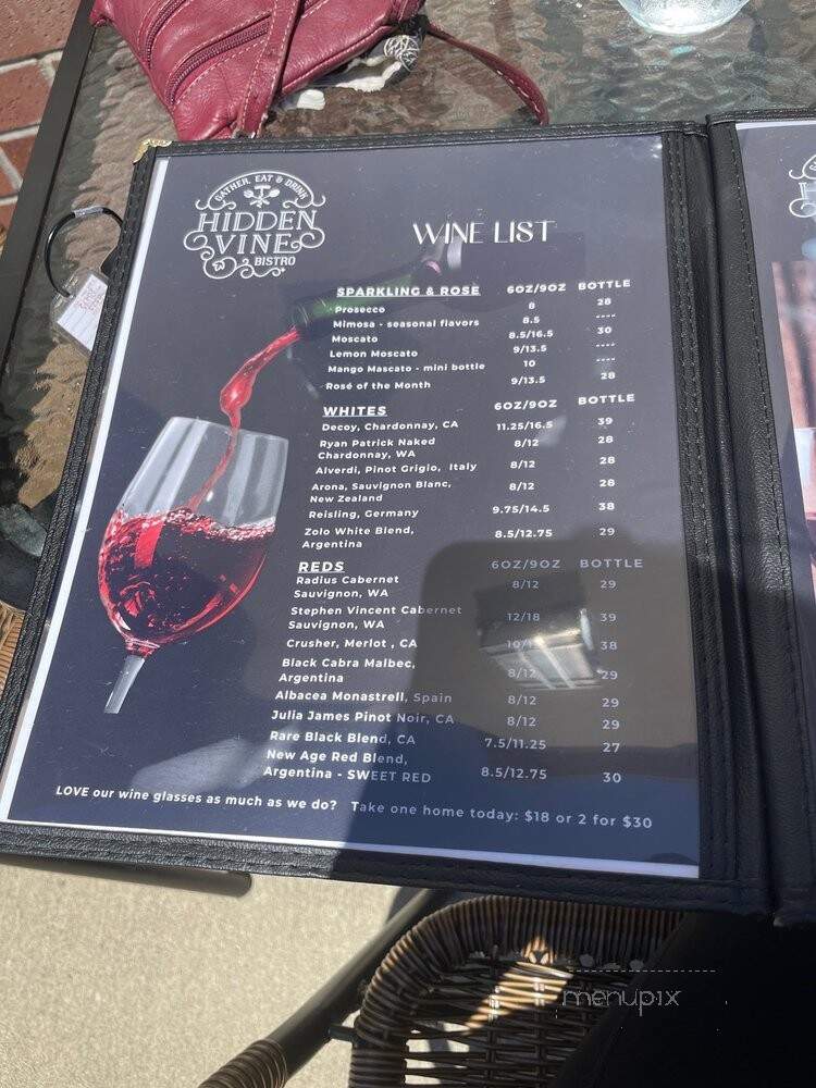Hidden Vine Wine Bar - Marysville, WA menu_pic