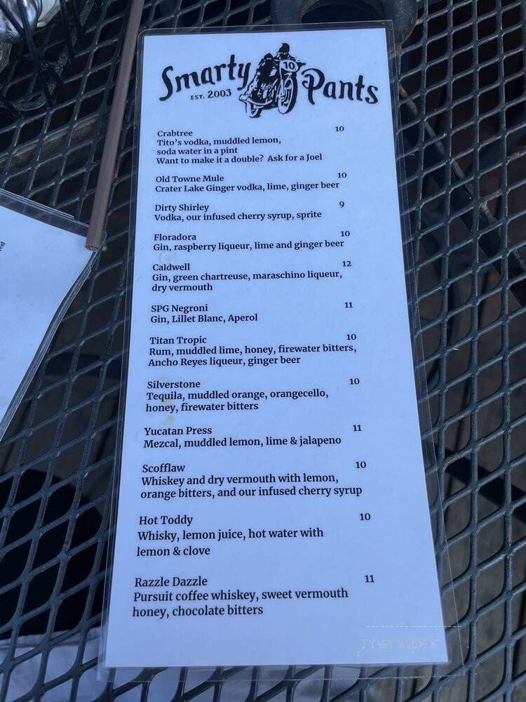 Smarty Pants Garage - Burien, WA menu_pic