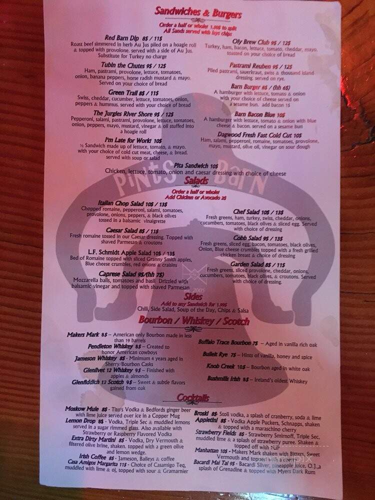 Pints Barn - Tumwater, WA menu_pic