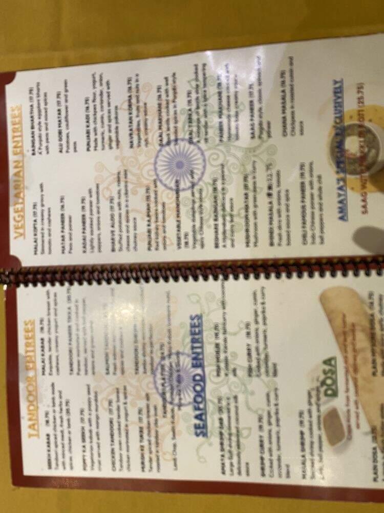 Amaya Indian Cuisine - Rochester, NY menu_pic