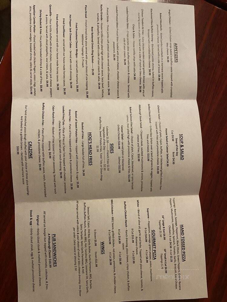 Hog Head's Bar & Grill - Pittsburgh, PA menu_pic