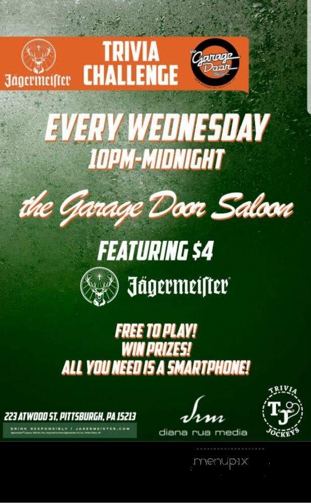Garage Door Saloon - Pittsburgh, PA menu_pic