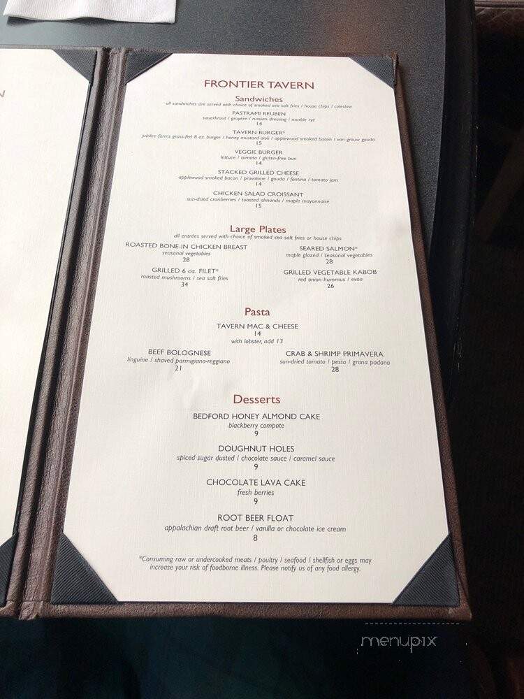 Frontier Tavern - Bedford, PA menu_pic