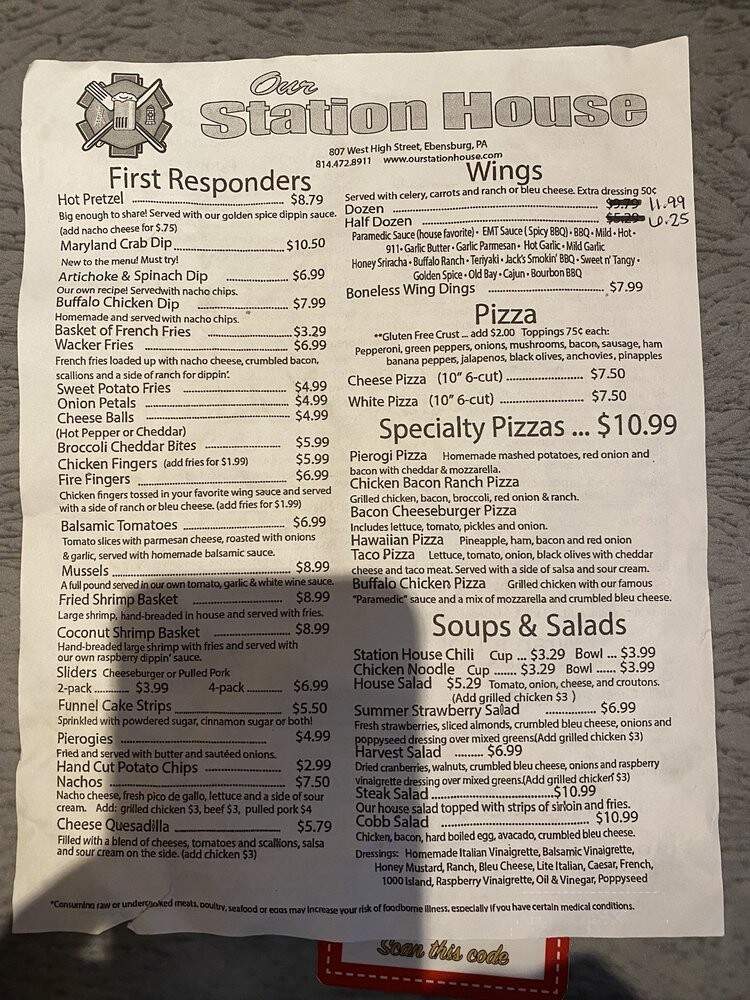 Our Station House - Ebensburg, PA menu_pic