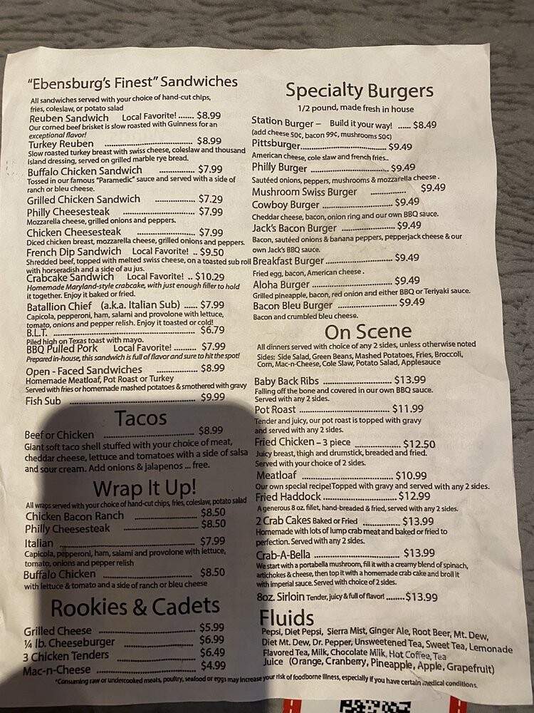 Our Station House - Ebensburg, PA menu_pic