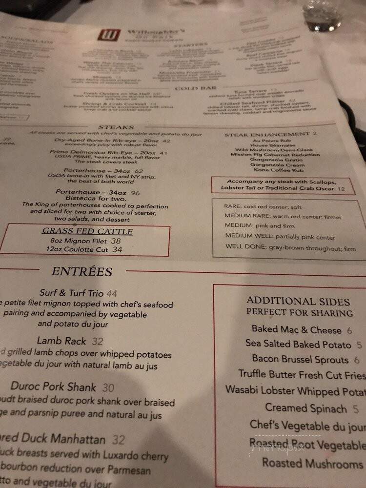 Willoughby's Bar & Grill - Wyomissing, PA menu_pic