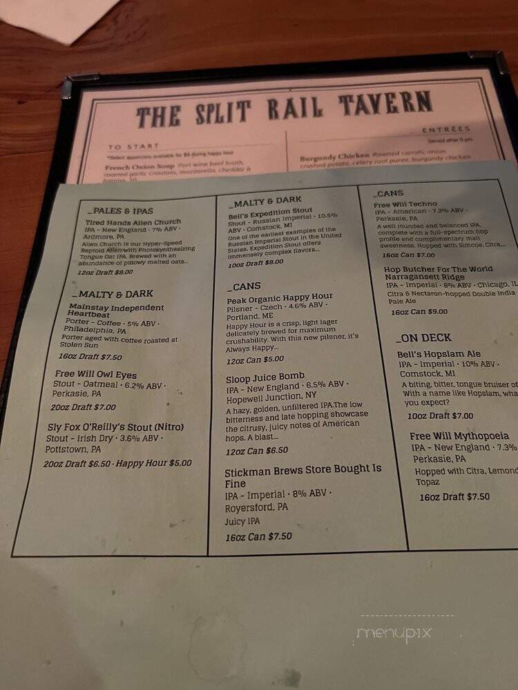 Split Rail Tavern - West Chester, PA menu_pic