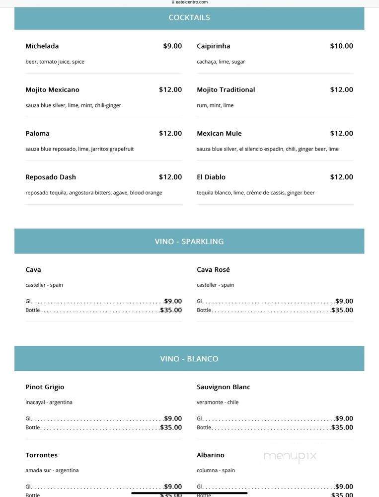 El Centro DF - Washington, DC menu_pic