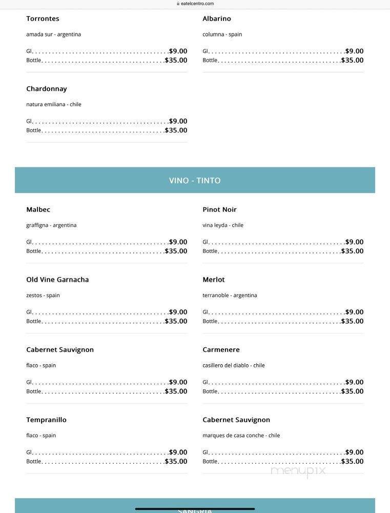 El Centro DF - Washington, DC menu_pic