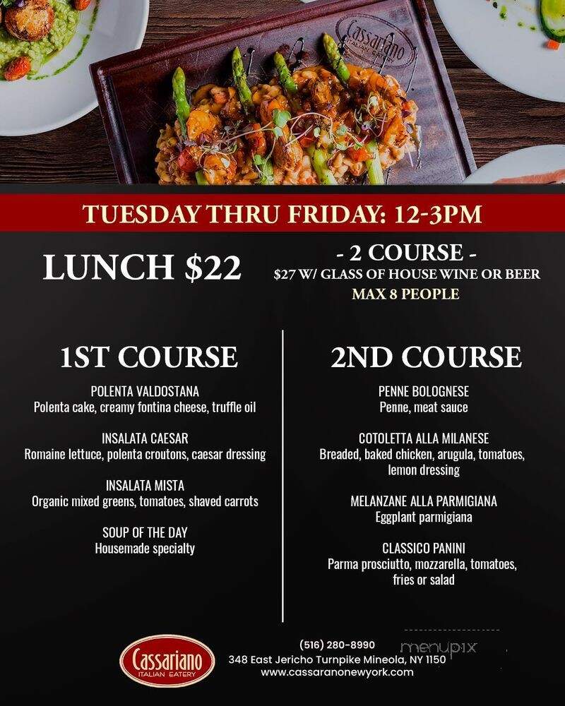 Cassariano - Mineola, NY menu_pic