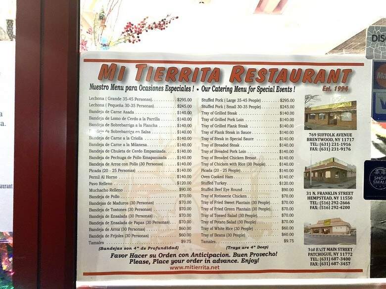 Mi Tierrita Restaurant - Patchogue, NY menu_pic