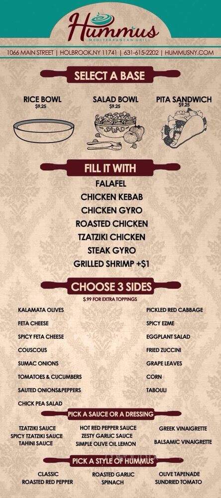 Hummus Mediterranean - Holbrook, NY menu_pic