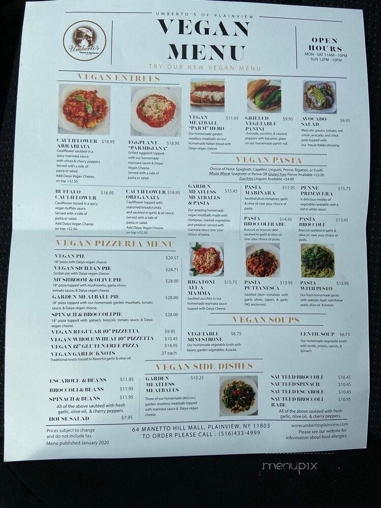 Umberto's Pizzeria and Restaurant - Plainview, NY menu_pic