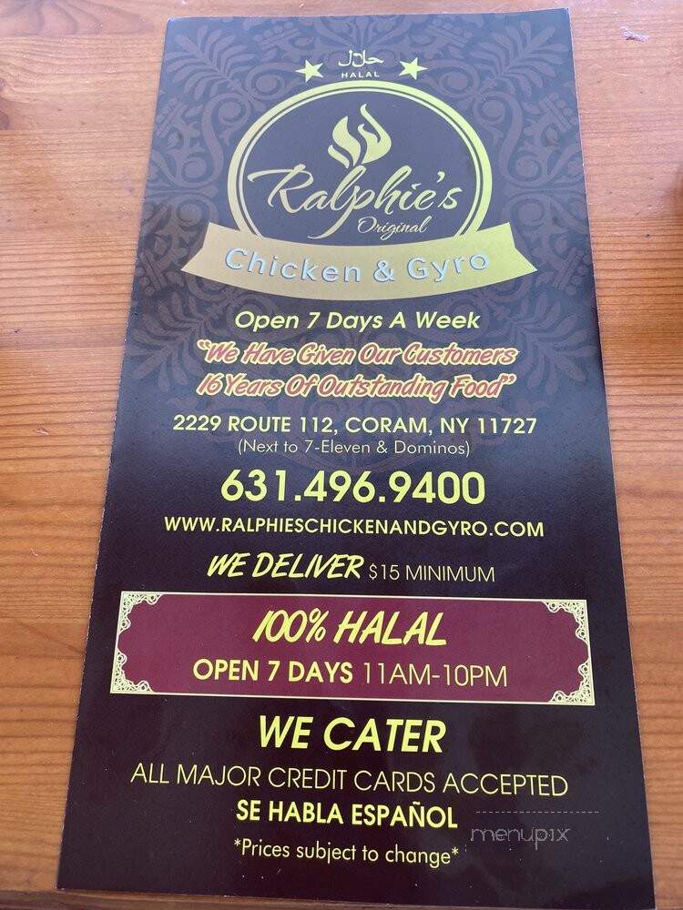 Ralphies Chicken and Gyro - Coram, NY menu_pic