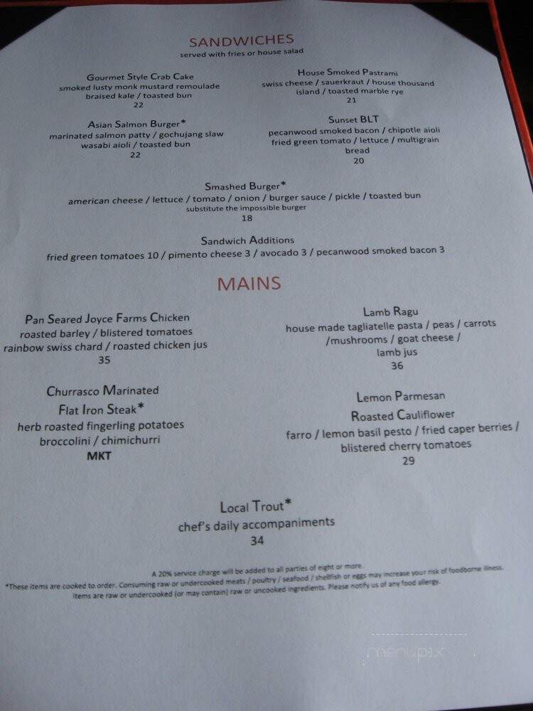 Sunset Terrace Chophouse - Asheville, NC menu_pic