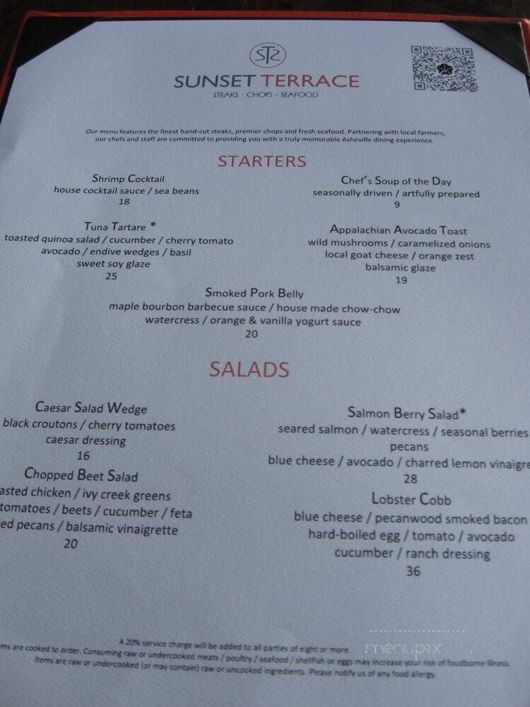 Sunset Terrace Chophouse - Asheville, NC menu_pic
