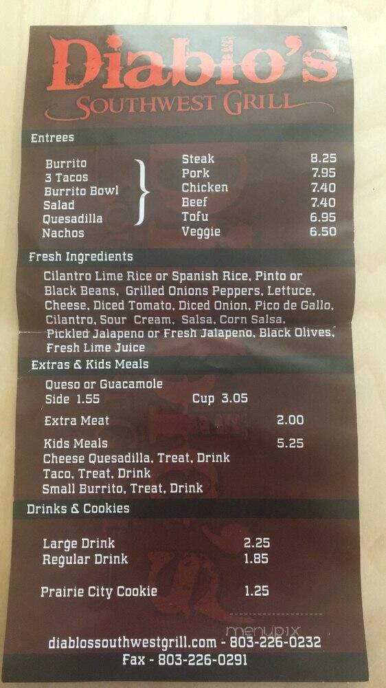 Diablo's Southwest Grill - Aiken, SC menu_pic