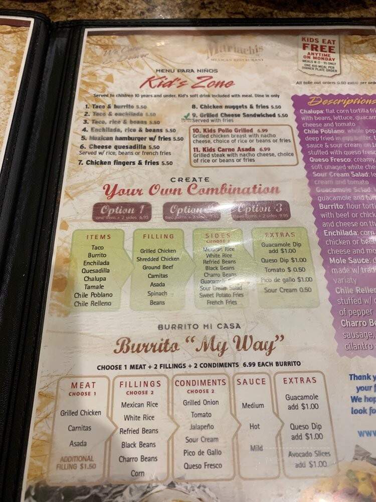 Marichi's Mexican Restaurant - Lancaster, SC menu_pic