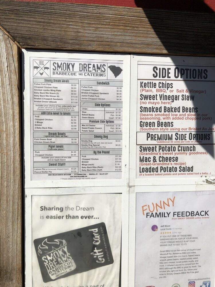 Smoky Dreams Barbecue and Catering - Greenville, SC menu_pic