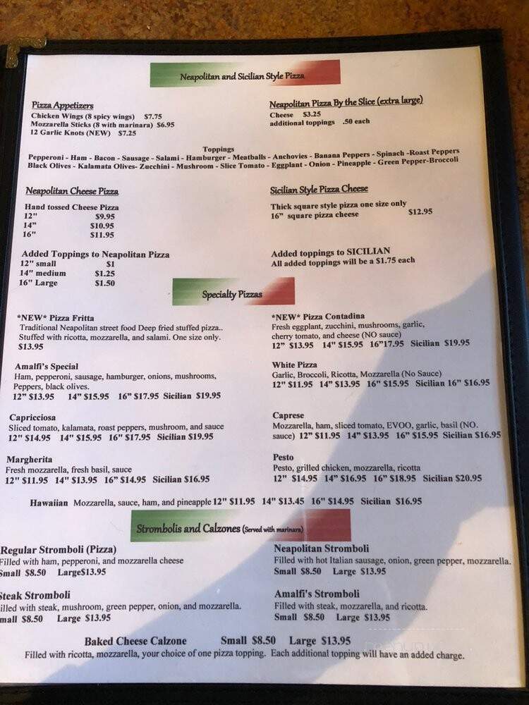 Amalfi's Italian Restaurant & Pizzeria - Mount Pleasant, SC menu_pic