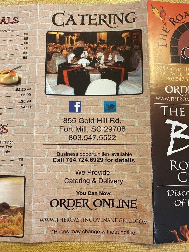Roasting Oven & Grill - Fort Mill, SC menu_pic