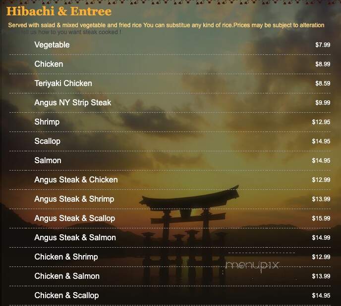Teriyaki Japan - North Augusta, SC menu_pic