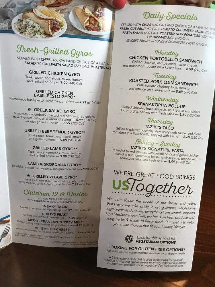 Taziki's Mediterranean Cafe - Sandy Springs, GA menu_pic