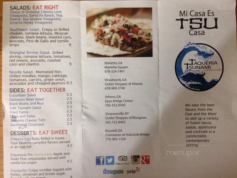 Taqueria Tsunami - Woodstock, GA menu_pic