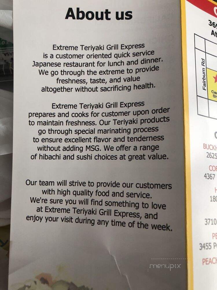 Extreme Teriyaki Grill Express - Atlanta, GA menu_pic
