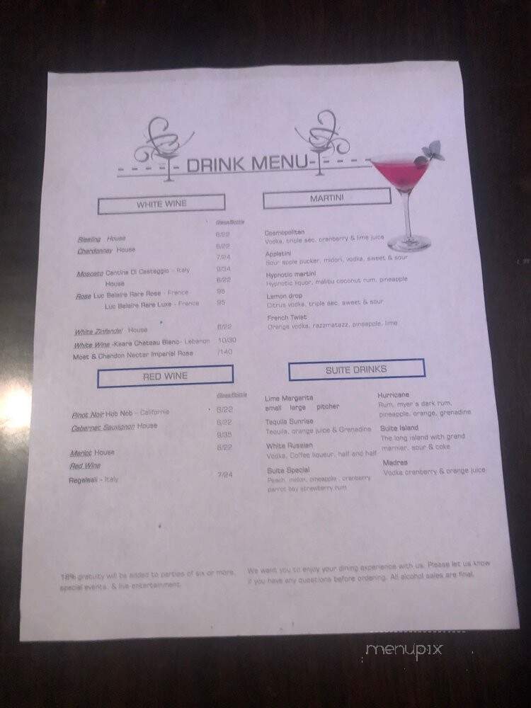 The Suite Bar & Grill - Columbus, GA menu_pic