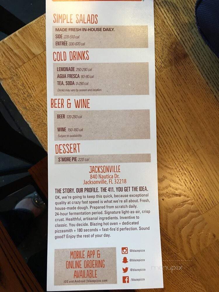 Blaze Fast-Fire'd Pizza - Jacksonville, FL menu_pic