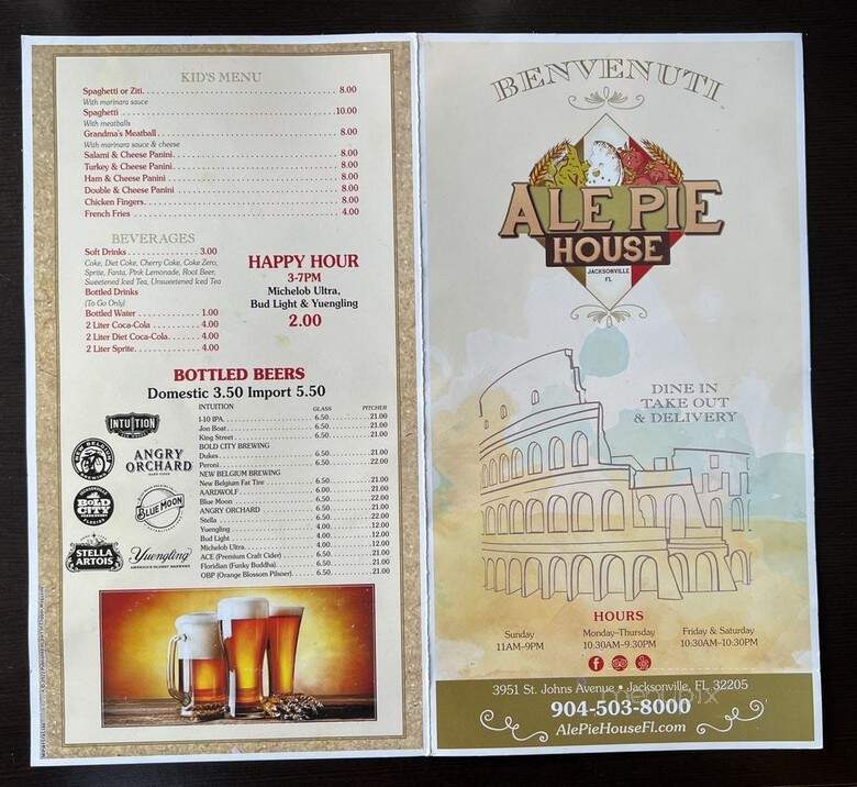 Ale Pie House - Jacksonville, FL menu_pic