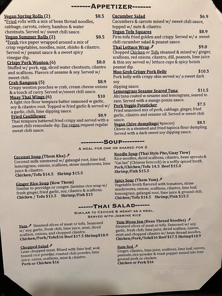 Pattaya Thai on King - Jacksonville, FL menu_pic