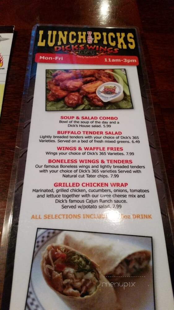 Dick's Wings & Grill - Valdosta, GA menu_pic