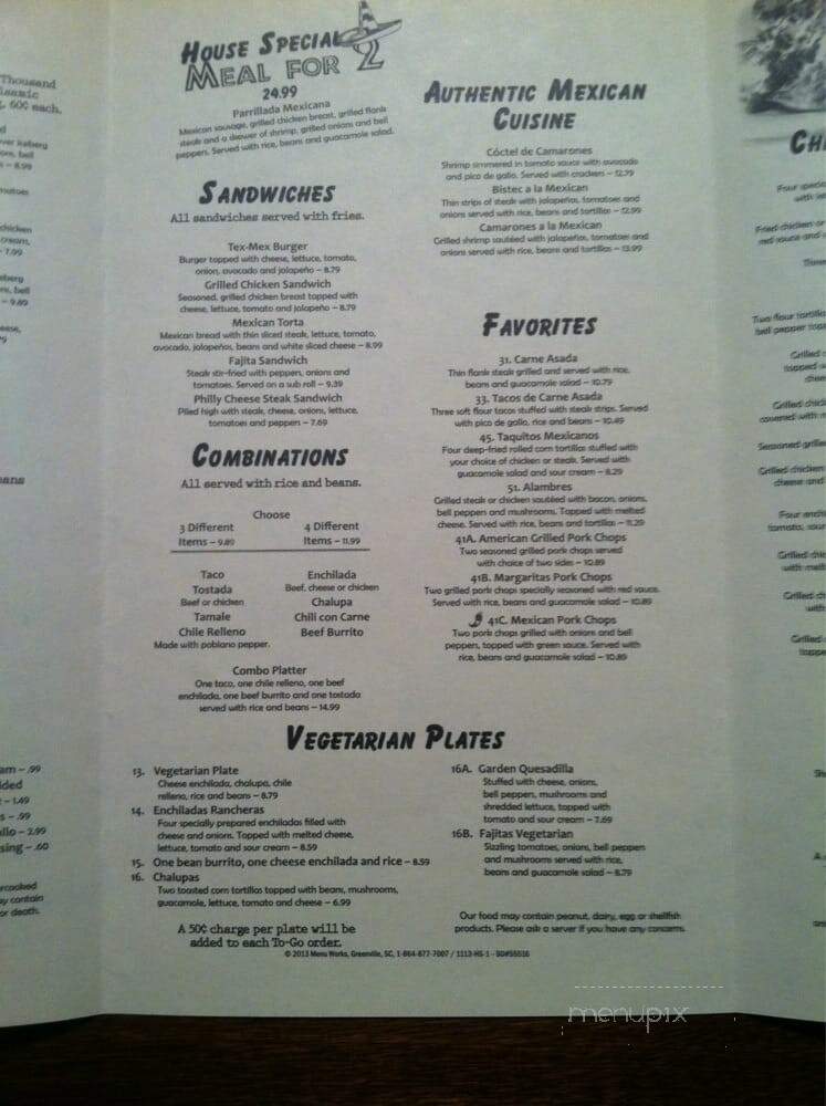 Margaritas Tex Mex - Moultrie, GA menu_pic