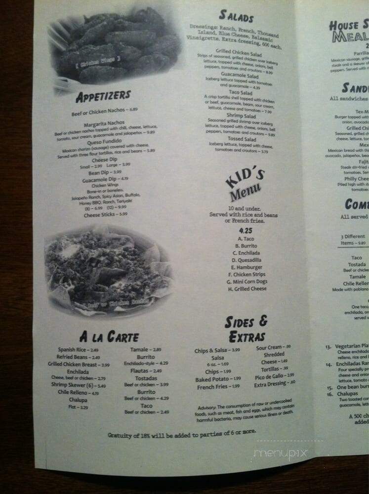 Margaritas Tex Mex - Moultrie, GA menu_pic