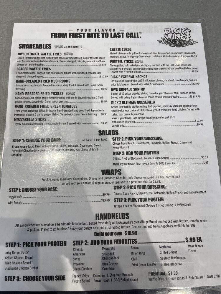 Dick's Wings - Ponte Vedra, FL menu_pic