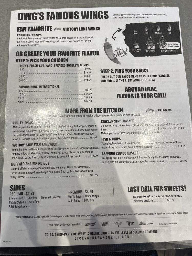Dick's Wings - Ponte Vedra, FL menu_pic