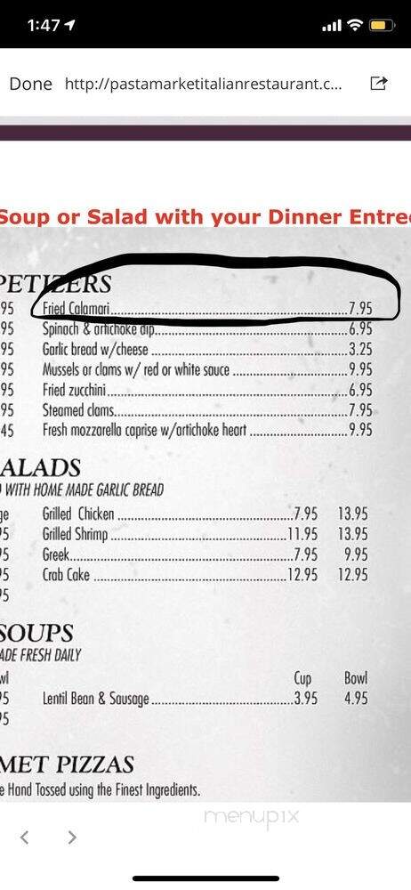 Pasta Market Italian Restaurant - Orange Park, FL menu_pic