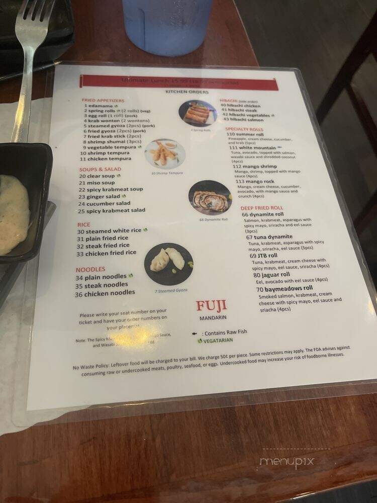 Fugi 3 - Jacksonville, FL menu_pic