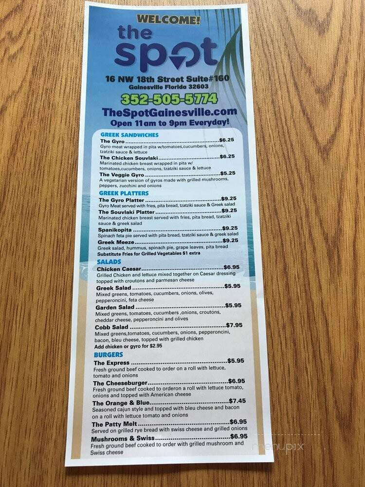 The Spot - Gainesville, FL menu_pic