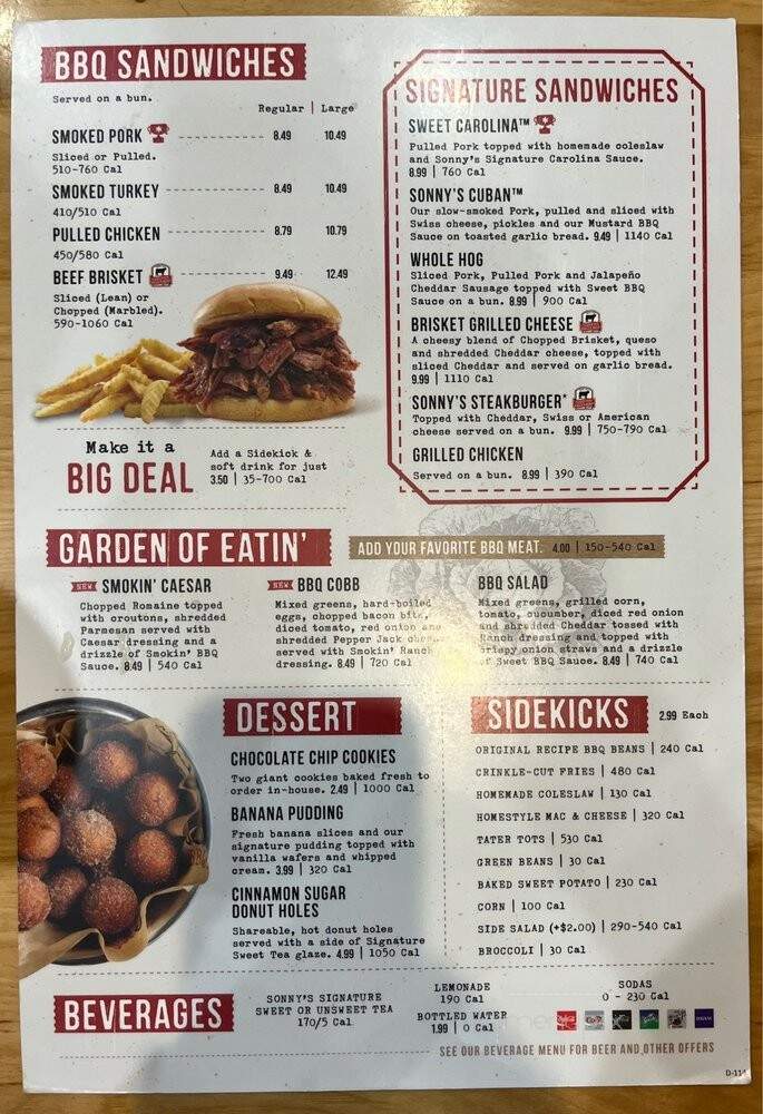 Sonny's Real Pit Bar-B-Q - Deland, FL menu_pic