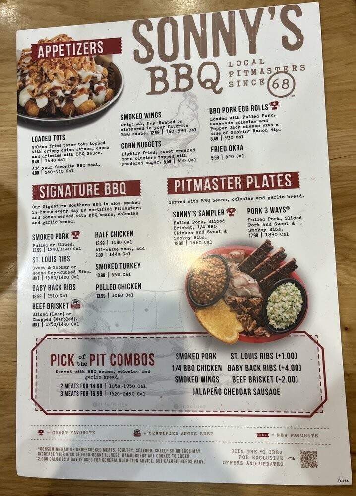 Sonny's Real Pit Bar-B-Q - Deland, FL menu_pic
