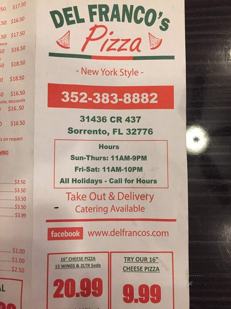 Del Franco's Pizza - Sorrento, FL