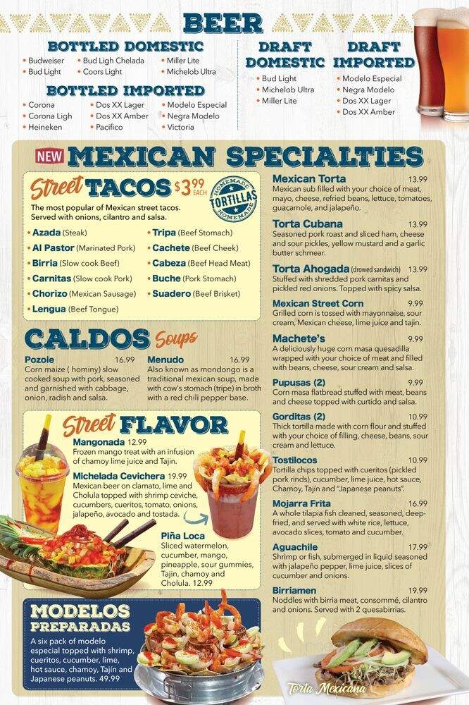 Casa Grande Bar & Grill - Tallahassee, FL menu_pic