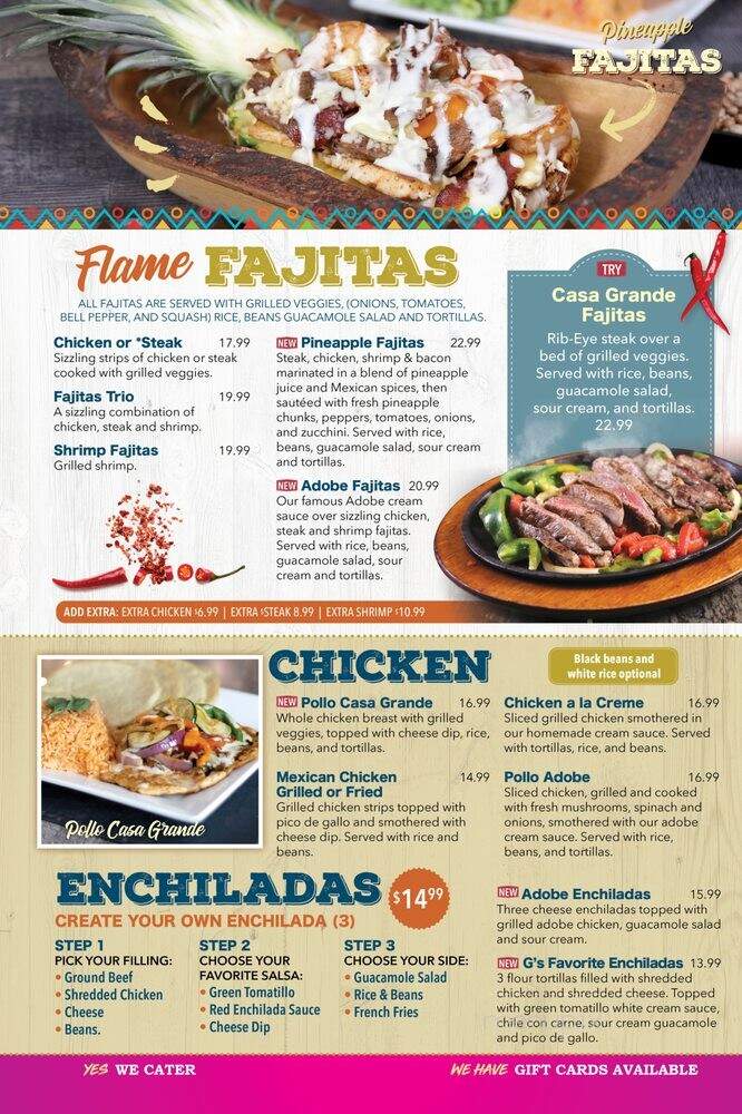 Casa Grande Bar & Grill - Tallahassee, FL menu_pic