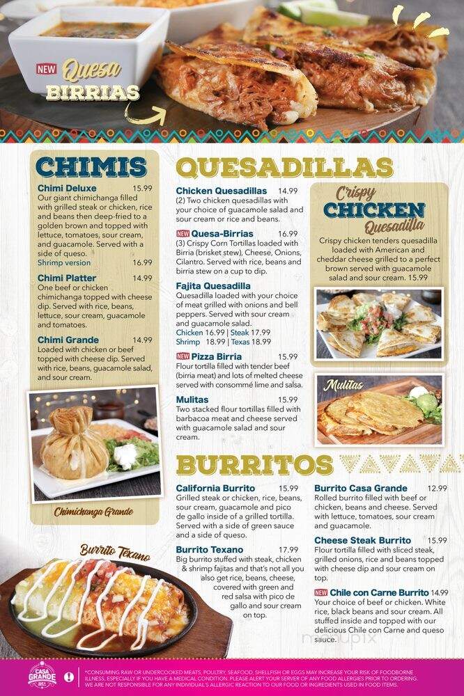 Casa Grande Bar & Grill - Tallahassee, FL menu_pic