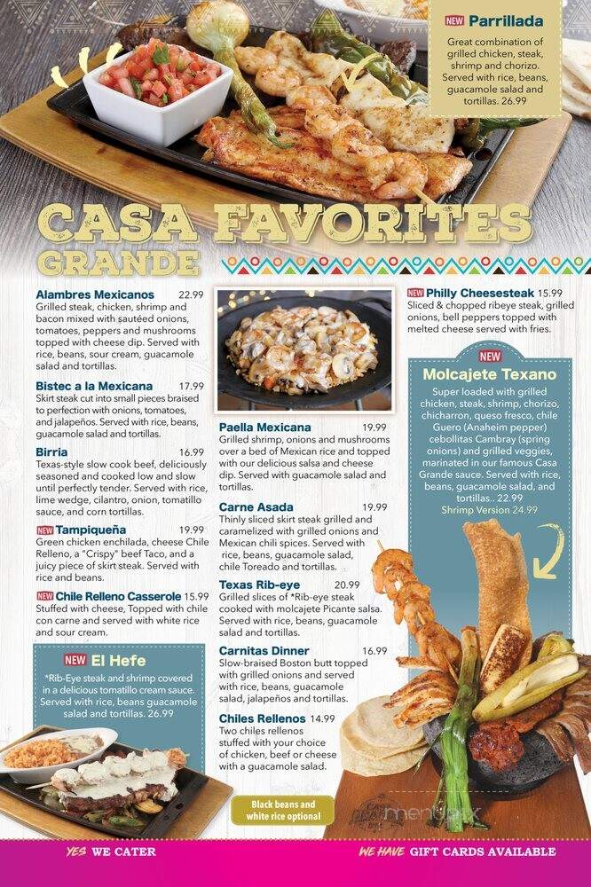 Casa Grande Bar & Grill - Tallahassee, FL menu_pic